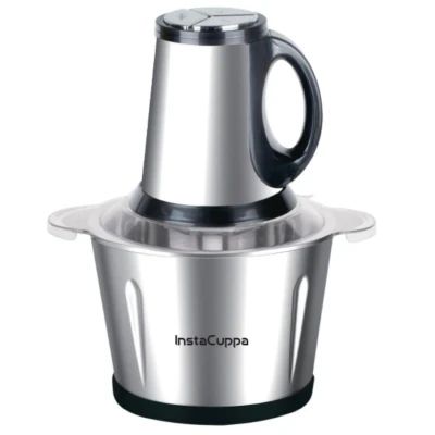 InstaCuppa Electric Chopper for Kitchen Use with 3 Attachments, 2 Litre Stainless Steel Meat Mincer, 300W Vegetable Cutter Machine with Garlic Peeler and Egg Whisker, Carrot Grater for Busy Moms