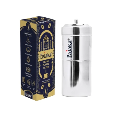 PAJAKA South Indian Filter Coffee Maker - 200 ML Capacity, Stainless Steel Madras Kaapi Kappi Drip Decoction Coffee Brewer, Medium Size for 2-4 Cups, Home & Kitchen