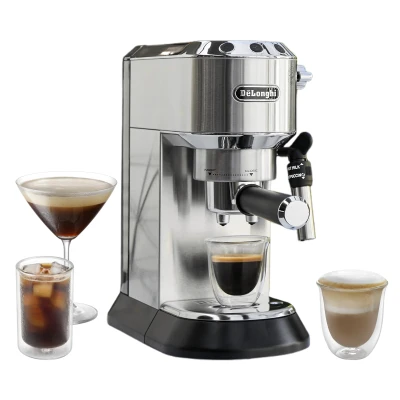 De’Longhi Dedica Style Espresso Machine with Milk Frother, 15-Bar Pressure, Original Italian Barista Style Coffee Maker for Home, Make Espresso, Latte, Cappuccino & Iced Coffee, Metal Finish, EC685.M