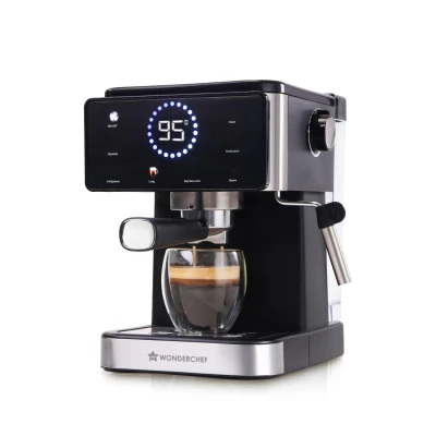 Wonderchef Rinaldi Espresso Coffee Machine, Digital Display, 20-bar Pressure, For Hot & Cold Espresso, Americano, Coffee Maker for Home & Kitchen, One-touch Operation, Auto Cleaning, 2-Yr Warranty