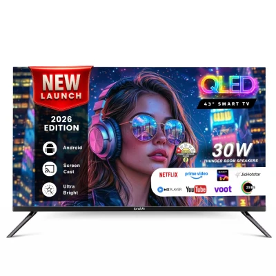 IONSTAR 108 CM (43 inches) Full HD Smart QLED Android TV 2026 | 1000+ Apps Support | USB Ports | Smart Voic...