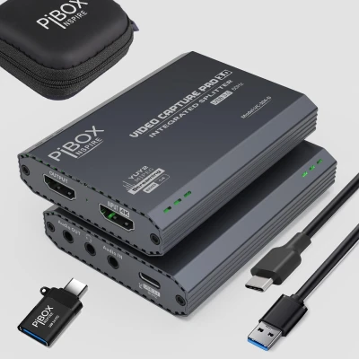 PiBox India 4K HDMI Video Capture Card Device PRO for Streaming, Full HD 1080P 60FPS, 4K USB3.0 HDMI to USBC, Mic, Audio i...