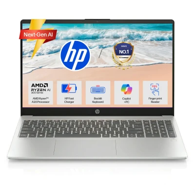 HP OmniBook 3, AMD Ryzen AI 5 330 (24GB DDR5 RAM, 1TB SSD) FHD, Anti-Glare, 15.6''/39.6cm, Win11, Office24, Glacier Silve...