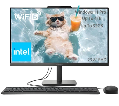 Lenovo 23.8" FHD All-in-One Desktop Computer for Home & Business, Intel N100 (up to 3.4 GHz), 8GB RAM, 512GB SSD, Intel UH...