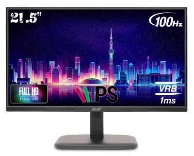 Acer EK220Q Ebi 21.5 Inch IPS Full HD (1920x1080) Backlit LED LCD Monitor I 1 MS VRB, 100Hz Refresh I 250 Nits I 99% SRGB ...