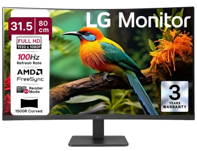 LG 32MR50C 80 cm (31.5 Inch) Full HD Curved (1920x1080) VA PC Monitor w/ 100Hz, 5ms (GtG), AMD FreeSync, D-Sub, 2xHDMI, Ti...