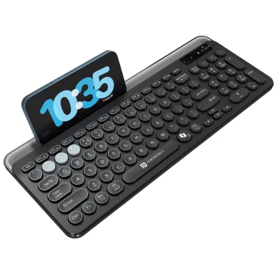 Portronics Bubble 3.0 Wireless Keyboard with Bluetooth + 2.4 GHz USB Receiver, Rechargeable Battery, Dual H...