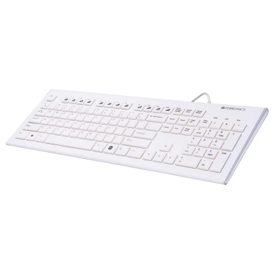 ZEBRONICS Zeb-DLK01 Wired USB Multimedia Keyboard with 104 UV Coated Keys, Rupee Key, 12 Hot Keys(White)