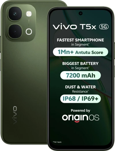 vivo T5x 5G (Cyber Green, 6GB RAM, 128GB Storage) | 50MP AI Dual Camera | 32MP Selfie | 6.76" FHD+ Display | 7200mAh Batte...