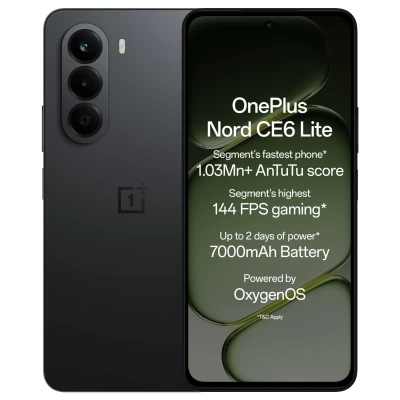 OnePlus Nord CE6 Lite | 6GB+128GB | Hyper Black | Segment's Fastest Dimensity 7400 Apex Processor | 7000mAh Battery | Segm...