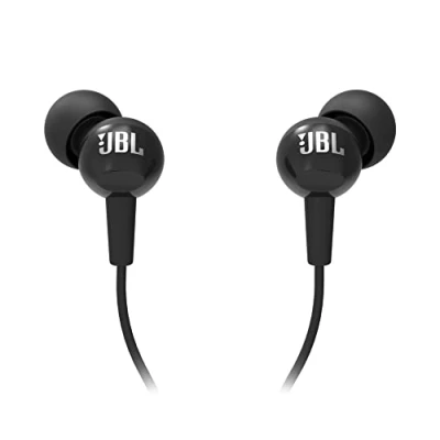 JBL C100SI Wired In Ear Headphones With Mic, Pure Bass Sound, One Button Multi-Function Remote, Premium Metallic Finish, A...