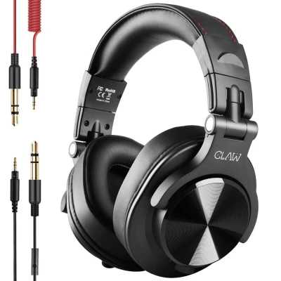 CLAW SM50 Professional Studio Monitoring DJ Wired Over Ear Headphones with 2 Detachable Cables (2.8m Coiled Cable & 1.2m S...