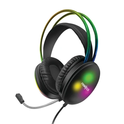 FRONTECH Gaming Headset with RGB Lights | 50mm Driver | Noise-Cancelling Mic | Volume Control | 3.5mm + USB for RGB | Soft...