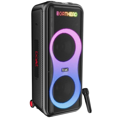 Boat PartyPal 600 Party Speaker, 220W Signature Sound, Dynamic Pixels, Animated Text Display, App Support, UHF Wireless Mi...