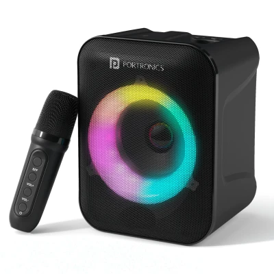 Portronics Apollo One 20W Wireless Bluetooth Portable Speaker with Wireless Karaoke Mic, 5 Hour Playtime, R...