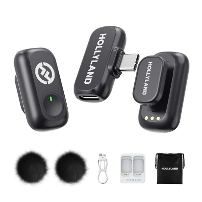 Hollyland Lark A1 Mini Duo Wireless Lavalier Microphone for iPhone 15/16, Android & iPad, 3-Level Noise Can...