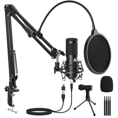 Audio Array AM-C1 USB Condenser Microphone Kit | for Podcasting, Online Meeting, Gaming, Singing & Live Streaming | Boom A...