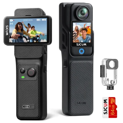 SJCAM C400 4K Vlogging Pocket Handheld Camera, 7H Power, 6-Axis Stabilization Action Camera, 2.29''Touch Sc...
