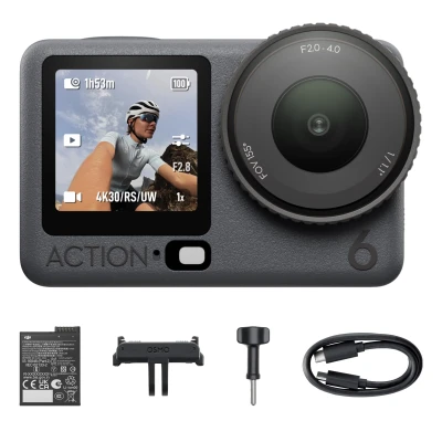 DJI Osmo Action 6 Standard Combo, Action Camera with 1/1.1" Square Sensor, Variable Aperture of f/2.0–f/4.0, Cold-Resistan...