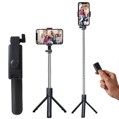 SOOPII 3-in-1 Selfie Stick with Bluetooth Remote, Foldable Tripod Stand, Compact & Extendable Upto 70 cm / 27.5 inches Mob...