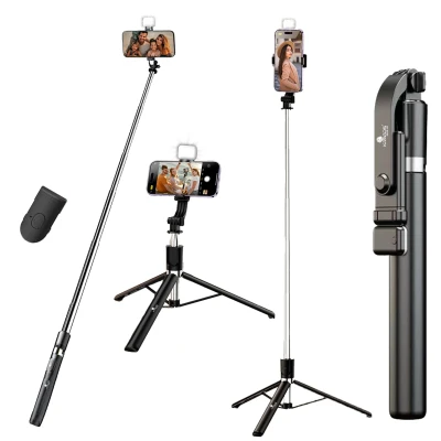 Kratos K9 Selfie Stick Tripod With Light, 67 inch /170CM Reinforced Tripod for Mobile Phone, Multi-Functional Bluetooth Lo...