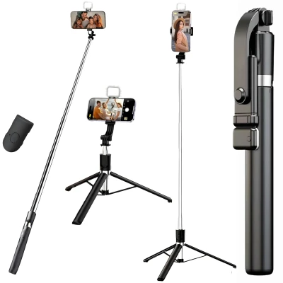 Sakit® K9 Selfie Stick Tripod With Light, 67 inch /170CM Reinforced Tripod for Mobile Phone, Multi-Functional Bluetooth Lo...