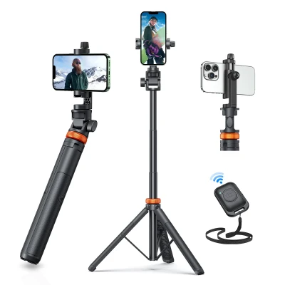 EUCOS 62" Phone Tripod, Tripod for iPhone & Selfie Stick with Remote, Extendable Cell Phone Stand & Ultimate Phone Holder,...