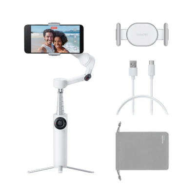 Intsa360 Flow 2 White Gimbal Stabilizer for Smartphone - Foldable AI Phone Gimbal, AI&Multi-Person Trackin...