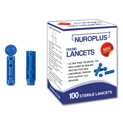 Nuroplus Dr Morepen Supported Premium Glucometer Round Blood Lancet 100 Pcs Blue Colour — VK Furniture & Electronics | VK Furniture Mangalore