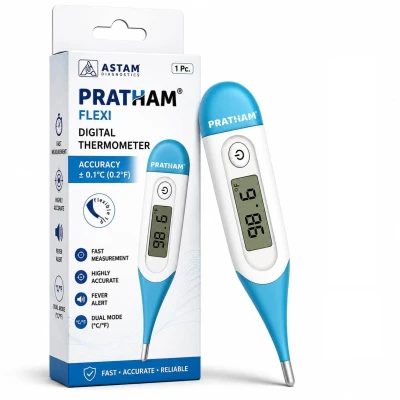 PRATHAM® Flexible Tip Digital Thermometer With Quick Measurement of Oral, Underarm Temperature in Celsius &...