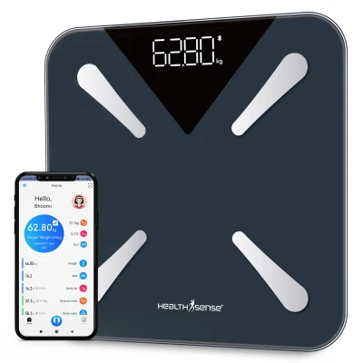 HealthSense Bluetooth BMI Weight Machine for Body Weight, Digital Body Fat Analyzer & Smart Body Compositio...