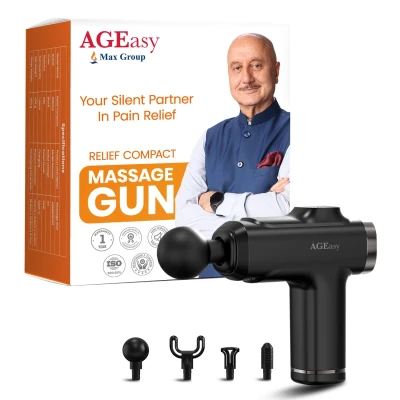 Antara AGEasy (Max Group) Relief Compact Massage Gun | 8 Speed Levels, 4 Massage Heads | USB Type-C Rechargeable Handheld ...