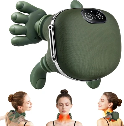 Bionic Heated Massager, Wireless Portable Shiatsu Neck and Back Massager, Electric Deep Tissue 4D Kneading Massage, Simula...