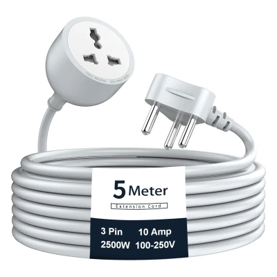 Hoteon Extension Board with 5 Meters Heavy Duty Long Wire Cord, Single Outlet Socket 2500W 10A Expandable E...