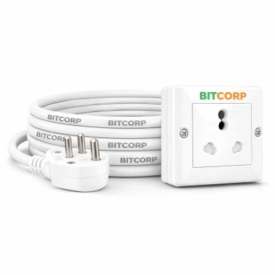 BITCORP 16A to 6A Power Extension Board Converter with 1 Socket, 2500W, 1 Meter 1.5mm Electric Cord for AC,...