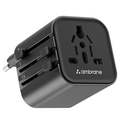 Ambrane Universal Travel Socket, International All in One Worldwide Travel Adapter Socket with 2500W High P...