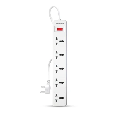 Honeywell 5 Outlet Extension Board with Master Switch, 6 Amps, 250V, 5 International Sockets, Pure Copper, 6 Advanced Safe... — VK Furniture & Electronics | VK Furniture Mangalore