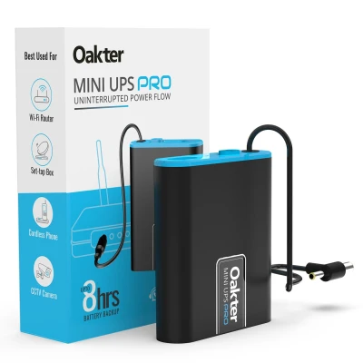 Oakter Mini UPS PRO for High Capacity WiFi Routers 12V & Upto 3A | Battery 2X4000 mAh | Power Backup Upto 8...