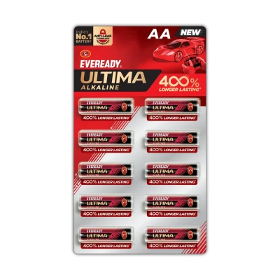 Eveready Ultima Alkaline AA Battery, 400% Longer Lasting, Anti-Leak Turbolock Technology, Eco-Friendly Batteries for High-...