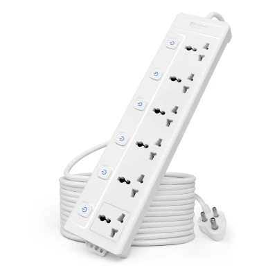 Cablet Extension Board 2500W 10A | 6 Universal Multi Plug Socket with Individual Switches | 4.5 Meter Heavy Duty Cord | LE...