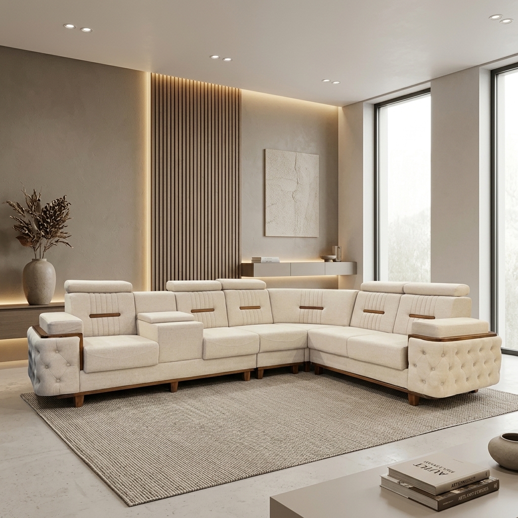 VK ZAHARA CORNER SOFA SET — VK Furniture & Electronics | VK Furniture Mangalore
