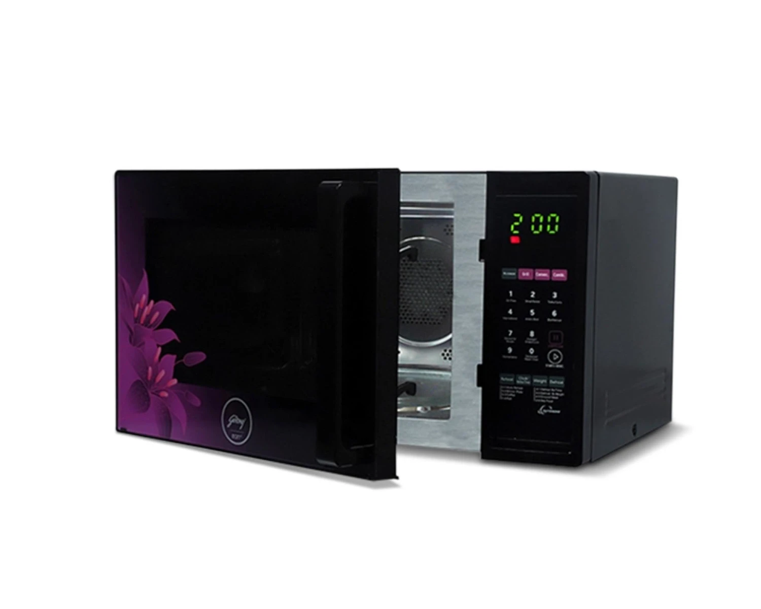 GODREJ MICRO WAVE OVEN GME 734 CR1 PM 34LTR VIOLET FLORAL - VK Furniture | VK Furniture & Electronics Mangalore