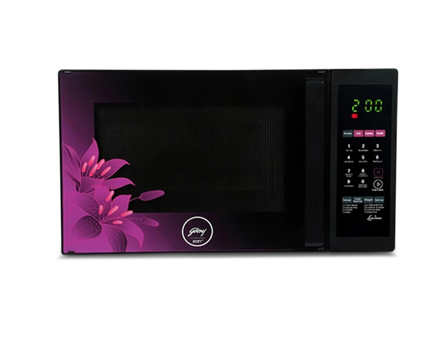 GODREJ MICRO WAVE OVEN GME 734 CR1 PM 34LTR VIOLET FLORAL - VK Furniture | VK Furniture & Electronics Mangalore