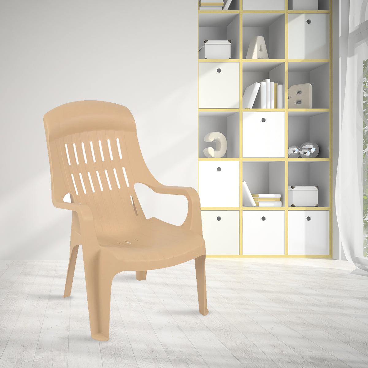 Nilkamal Weekender Plastic Arm Chair (Biscuit) - Nilkamal | VK Furniture & Electronics Mangalore