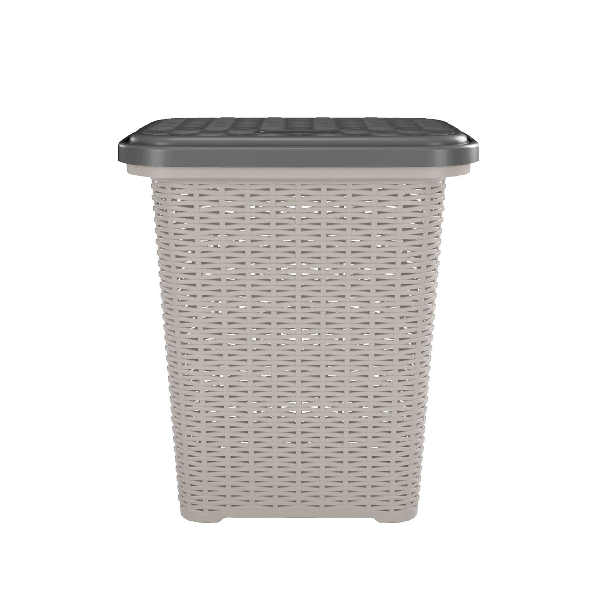 Nilkamal Elegance Laundry Basket 50 Litre with Lid  (Silky Grey & Charcoal Grey) - Nilkamal | VK Furniture & Electronics Mangalore