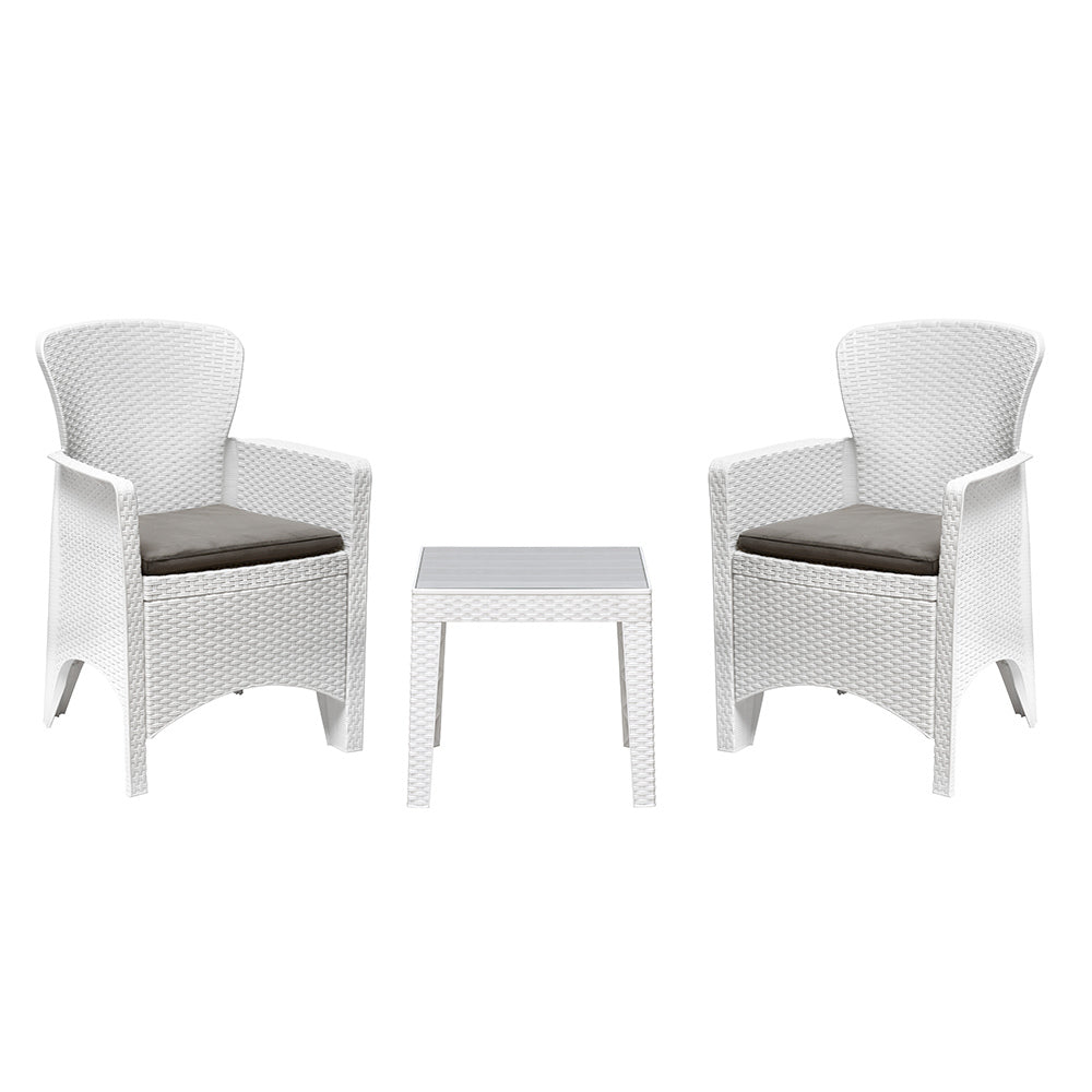 Nilkamal Breeze Outdoor Set of 1 Center Table with Glass and 2 Chairs with Cushion - Nilkamal | VK Furniture & Electronics Mangalore