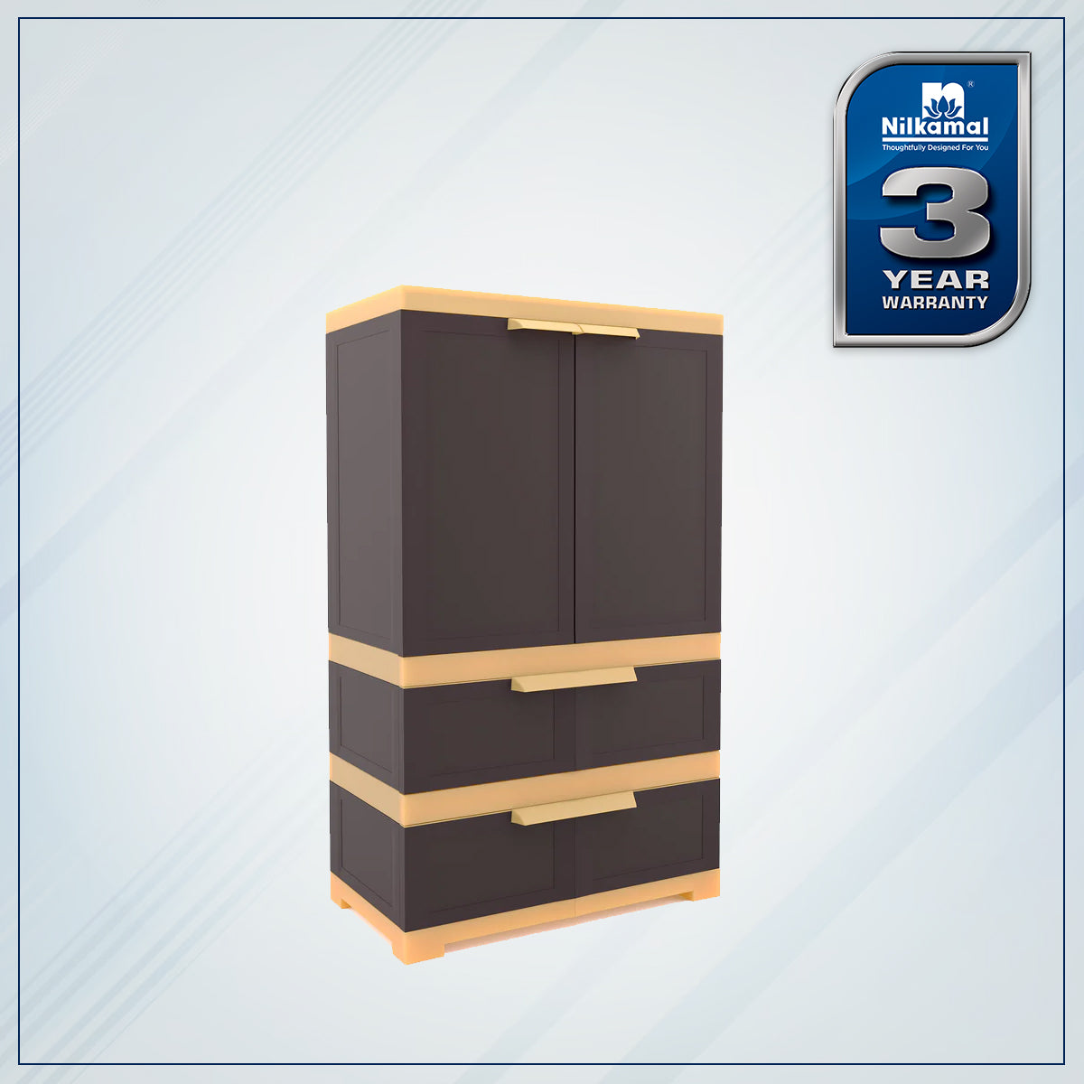 Nilkamal Freedom FMDR 2B Plastic Storage Cabinet with 2 Drawer (Weathered Brown / Biscuit) - Nilkamal | VK Furniture & Electronics Mangalore
