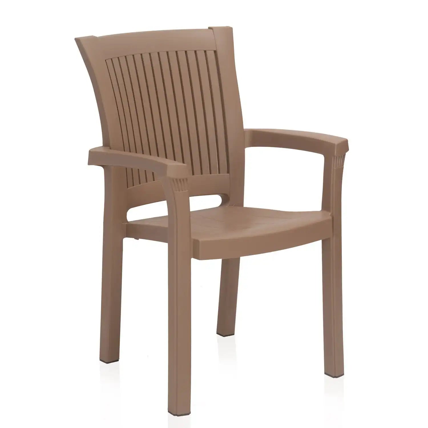 Nilkamal Platinum Premium Plastic Arm Chair (Rattan Dark Beige) - Nilkamal | VK Furniture & Electronics Mangalore
