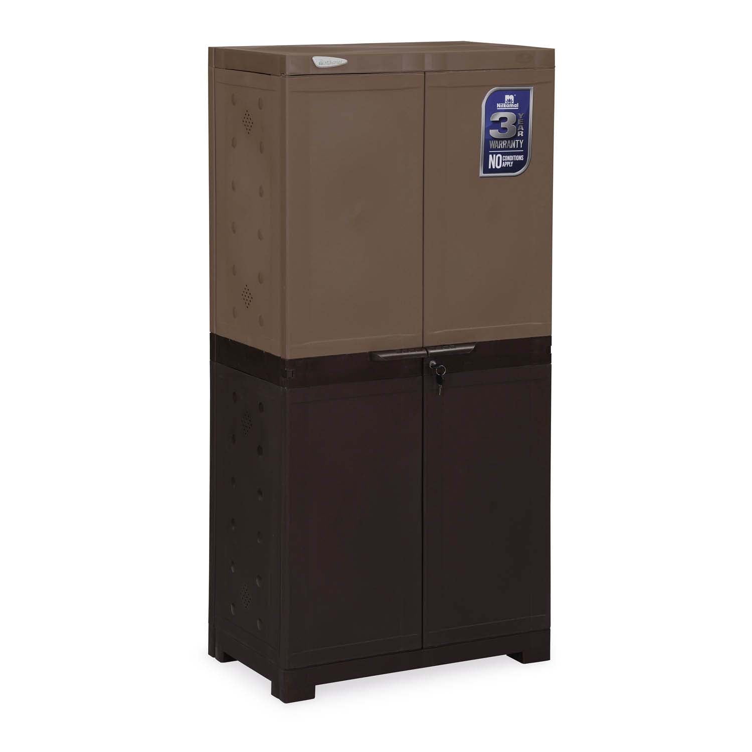 Nilkamal Freedom (FMSC18D) Plastic Shoe Cabinet (Rattan Dark Beige & Weather Brown) - Nilkamal | VK Furniture & Electronics Mangalore