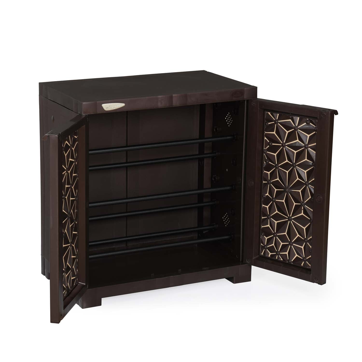 Nilkamal Freedom Star (FMSC09STR) Plastic Shoe Cabinet (Weather Brown & Biscuit) - Nilkamal | VK Furniture & Electronics Mangalore